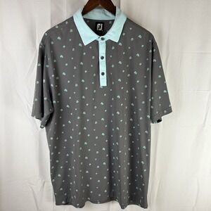 FootJoy Scattered Floral Stretch Pique Self‎ Collar Golf Polo Mens XL